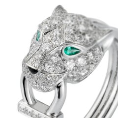 Cartier Panthère De Cartier Emeralds Onyx 0.75ct Pave Diamond Ring White Gold