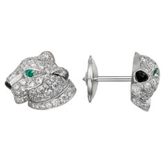 Cartier Panthere de Cartier Emeralds Onyx 0.77ct Diamond Earrings White Gold