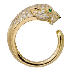 Cartier Panthère De Cartier Emeralds Onyx 1.15ct Diamonds Ring 18k Yellow Gold
