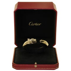 CARTIER Panthère de Cartier Garnet Onyx Lacquer Yellow Gold Bangle Bracelet