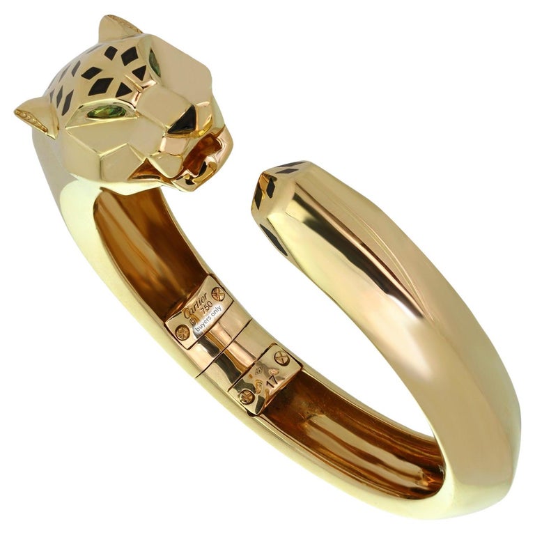 CARTIER Panthère de Cartier Garnet Onyx Lacquer Yellow Gold Bangle