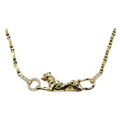 Cartier Panthere de Cartier Gold, Lacquer, Tsavorite Garnet, Diamond Necklace