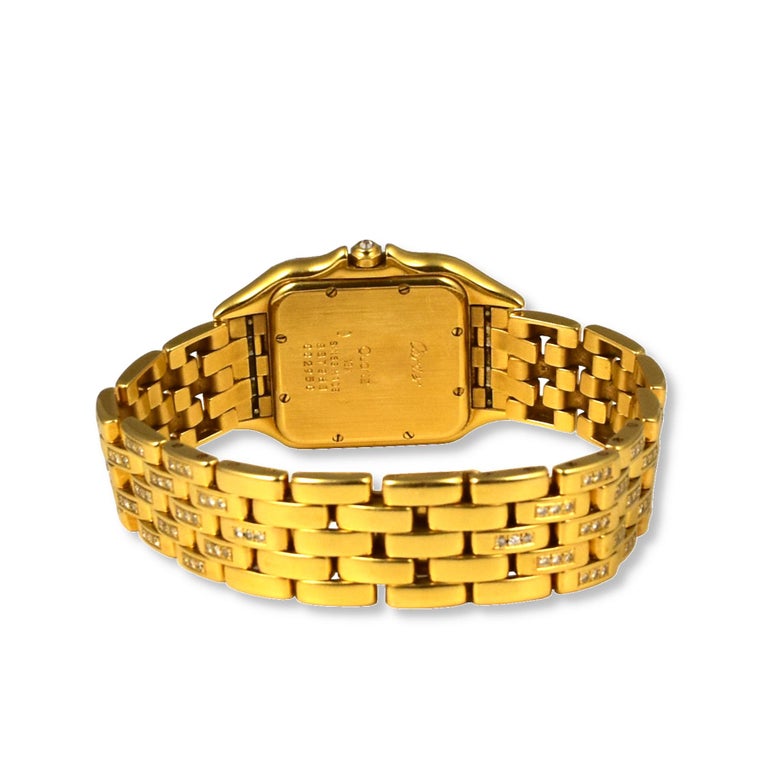 Cartier Panthere De Cartier in 18k Yellow Gold Diamond Watch In Good Condition For Sale In Miami, FL