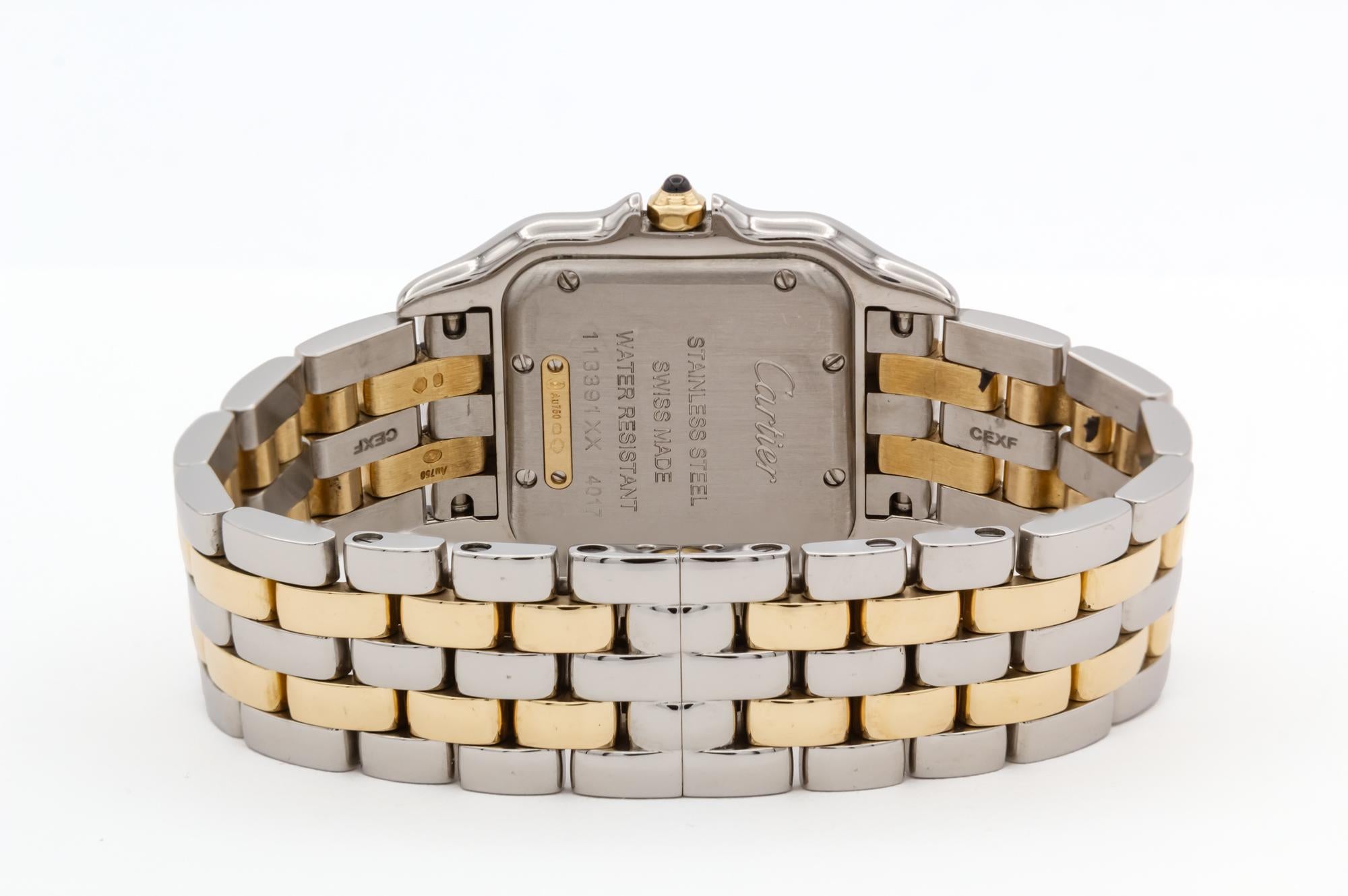Cartier Panthere De Cartier Medium 18K Yellow Gold & Steel Quartz Watch 4017 In Excellent Condition In Tustin, CA