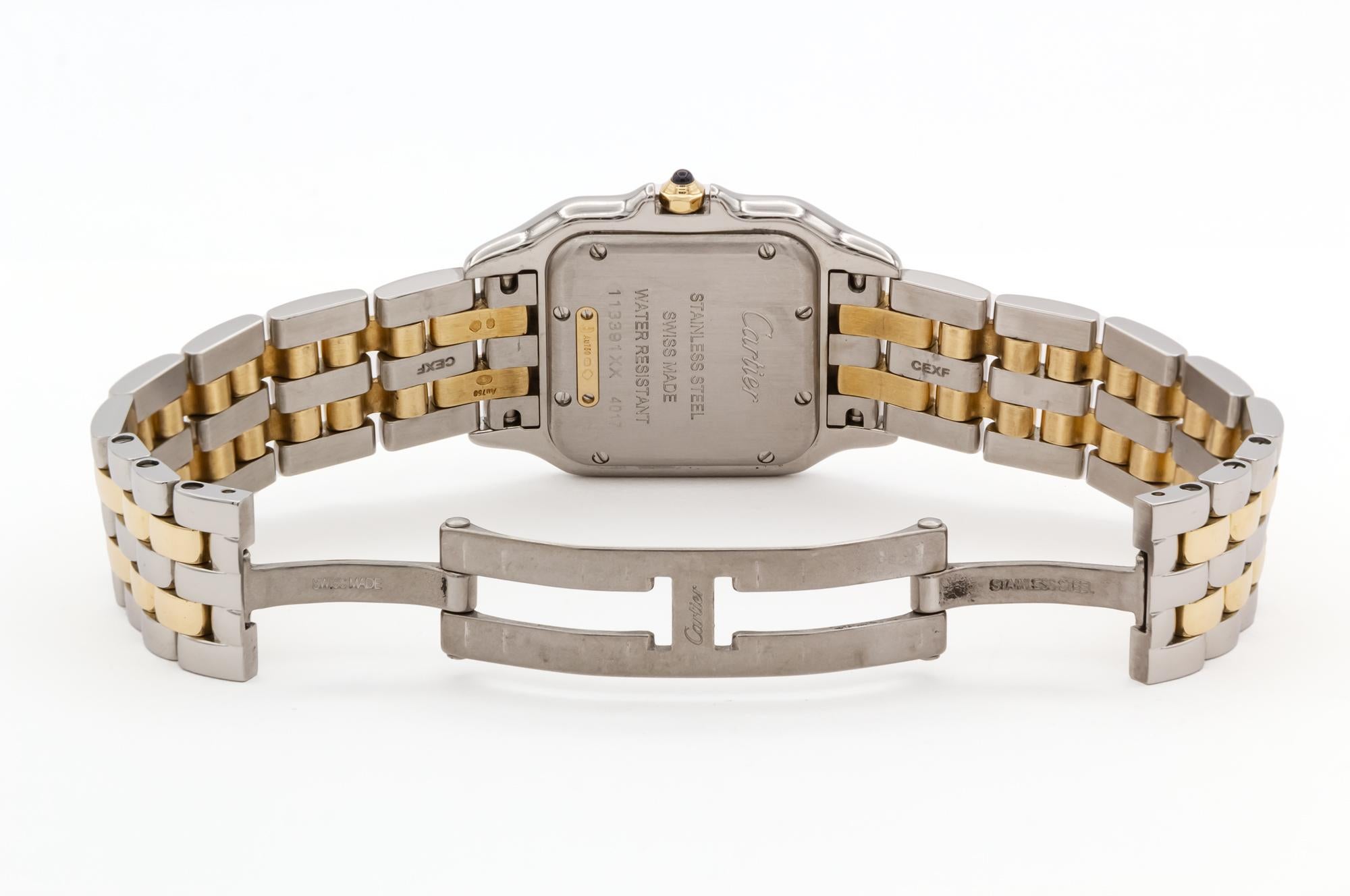 Women's Cartier Panthere De Cartier Medium 18K Yellow Gold & Steel Quartz Watch 4017 For Sale