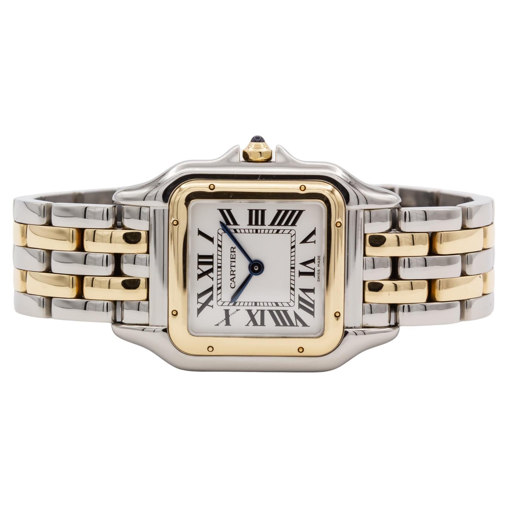 Cartier Panthere De Cartier Medium 18K Yellow Gold & Steel Quartz Watch 4017 For Sale