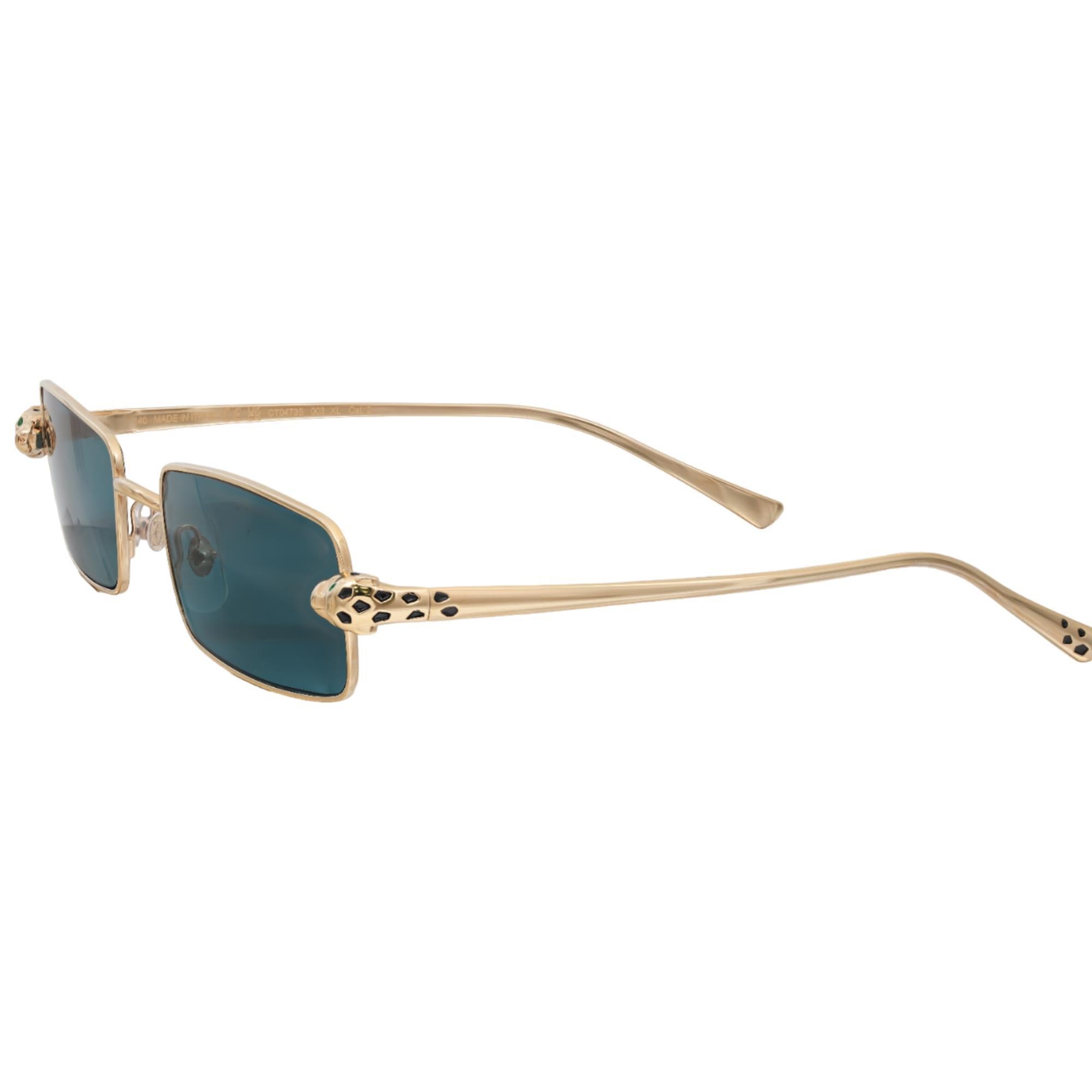 Cartier Panthere De Cartier Metal Golden Finish Rectangular Shape Sunglasses In New Condition For Sale In New York, NY