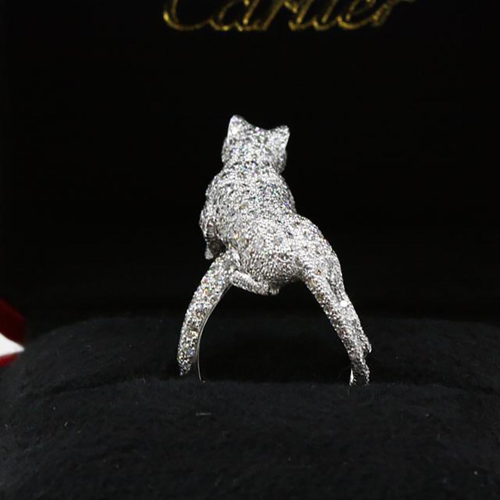 Cartier Panthere de Cartier Pave Diamond Emerald Onyx White Gold Ring 2