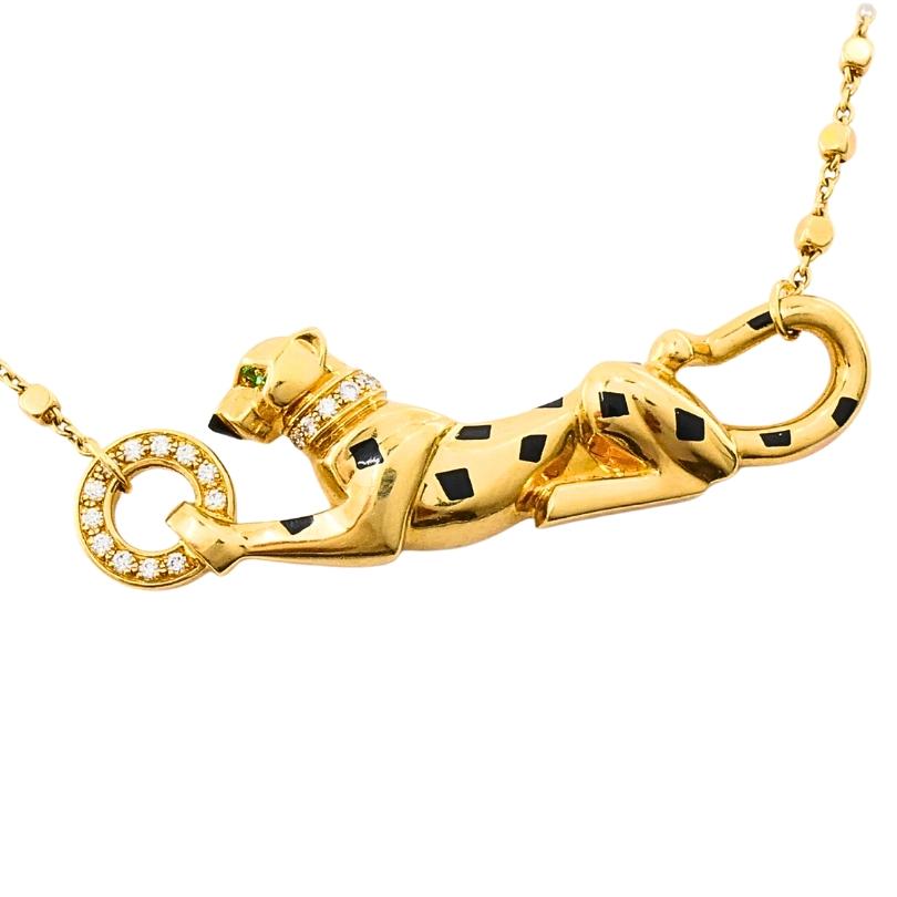 Cartier Panthère de Cartier Pendentif Or 18k Diamant Emeraude Collier Excellent état - En vente à Beverly Hills, CA