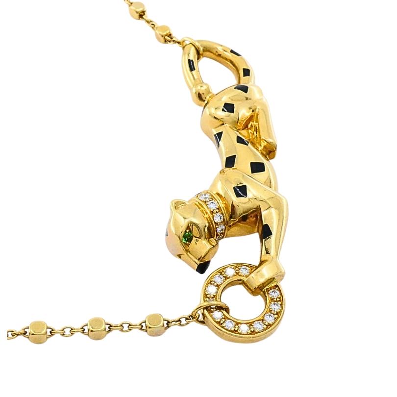 Cartier Panthère de Cartier Pendentif Or 18k Diamant Emeraude Collier Unisexe en vente