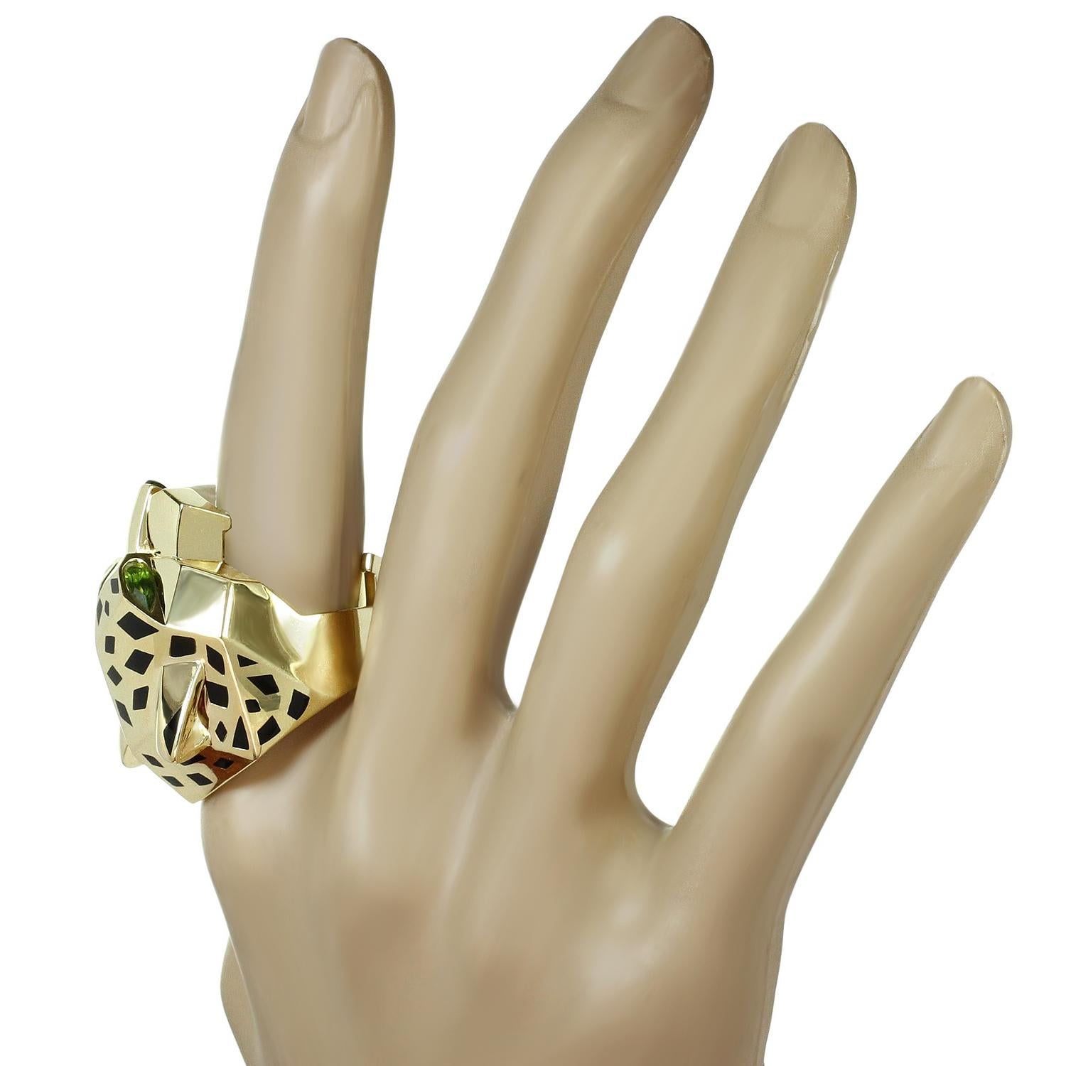 Cartier Panthère De Cartier Zeitraum Onyx Lack 18k Gelbgold Ring (Tropfenschliff) im Angebot