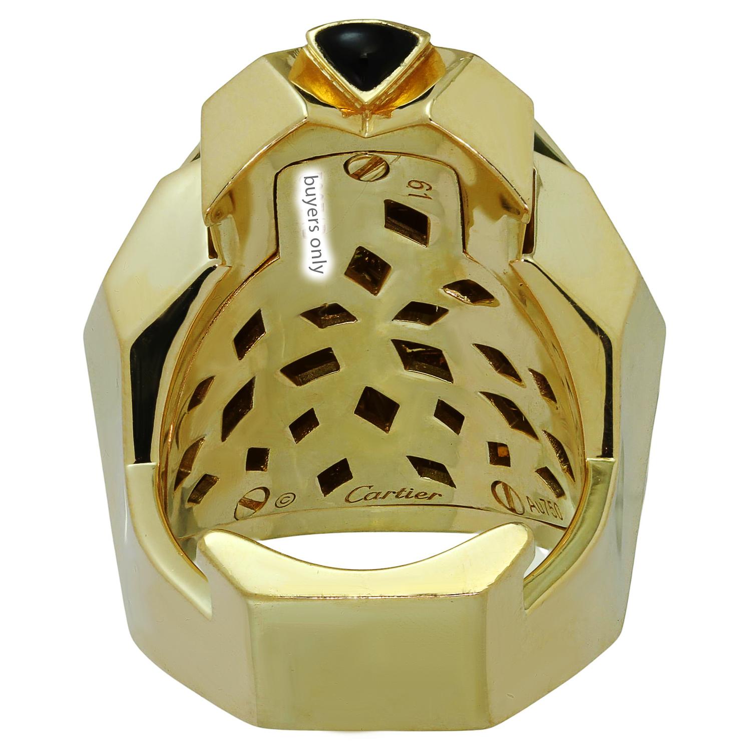 Cartier Panthère De Cartier Zeitraum Onyx Lack 18k Gelbgold Ring im Angebot 2