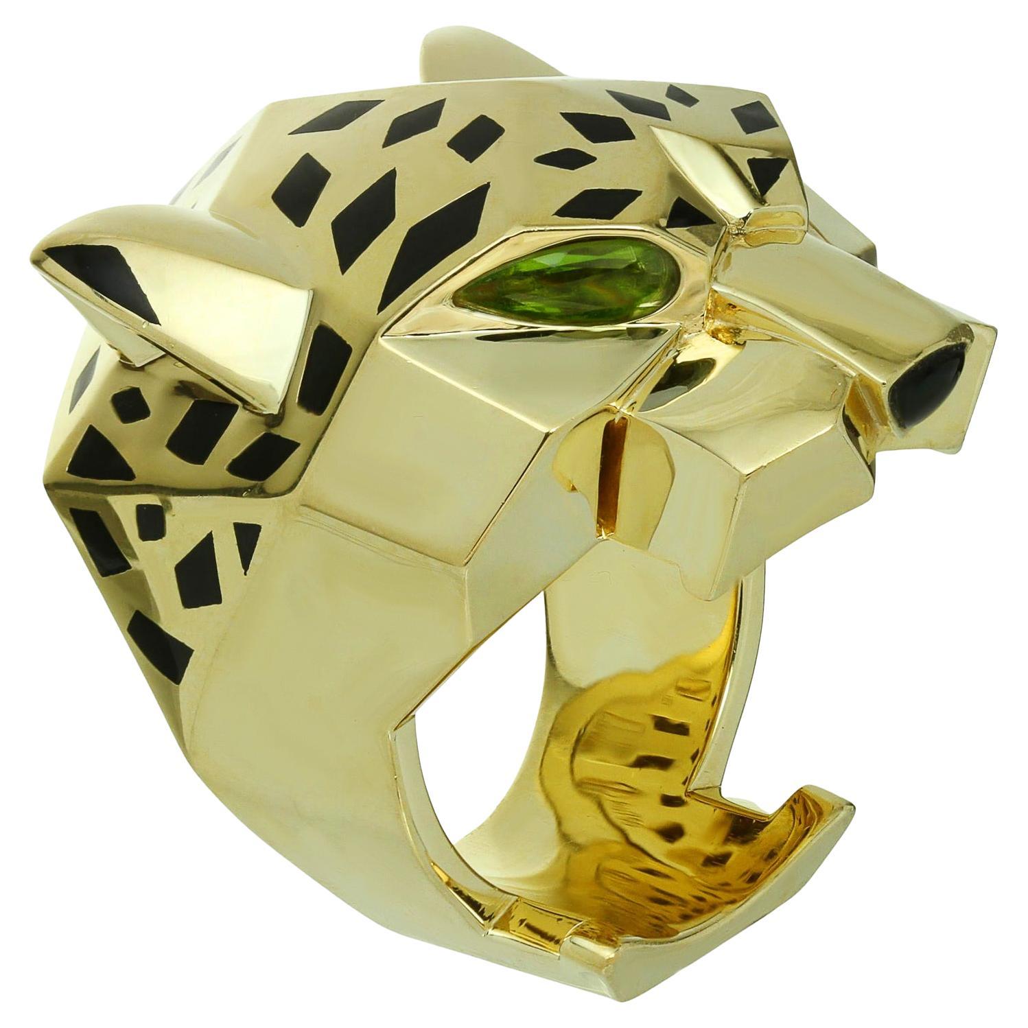 Cartier Panthère De Cartier Period Onyx Lacquer 18k Yellow Gold Ring