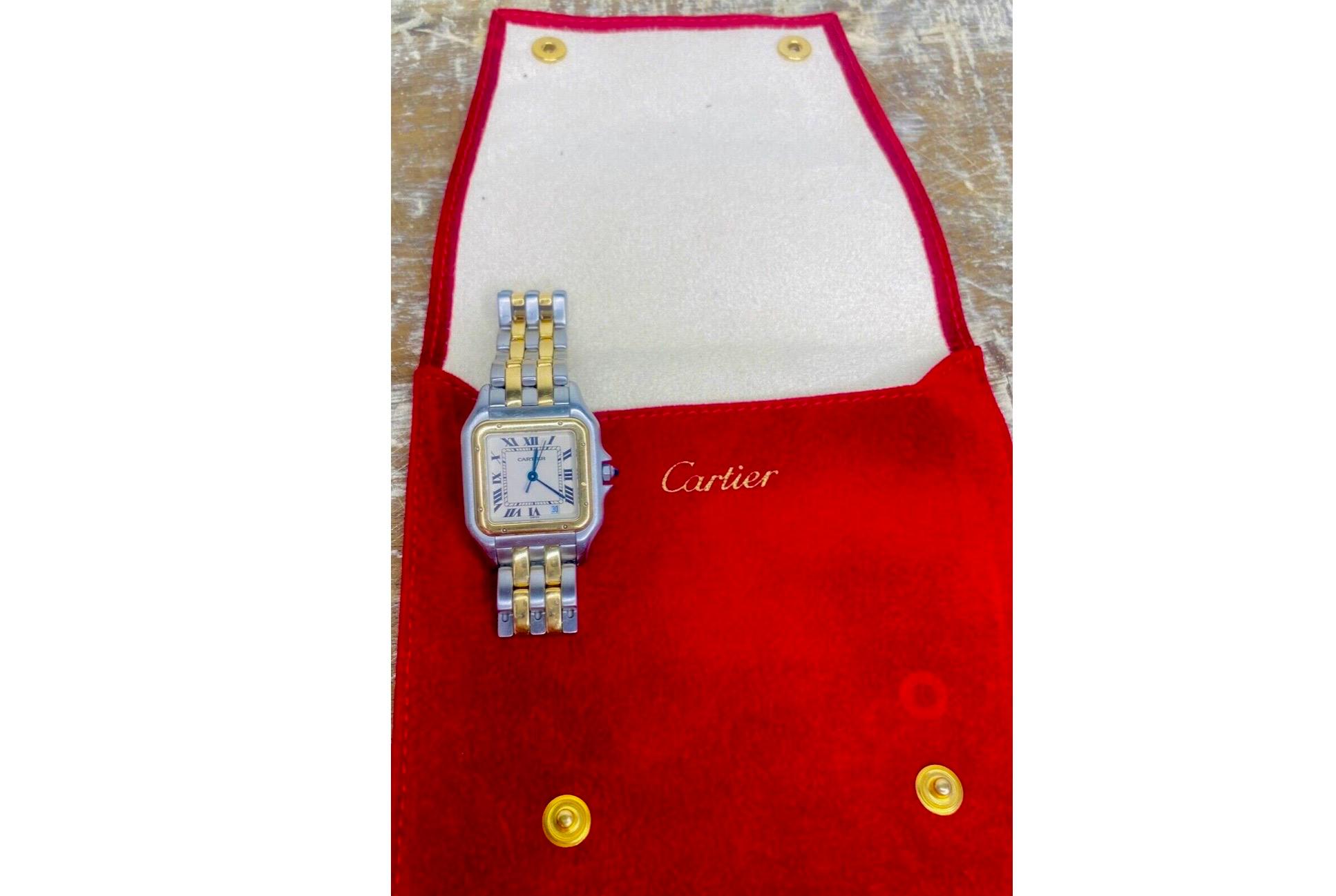 Cabochon Cartier Panthere  Stainless Steel 18K Yellow Gold Quartz Watch 27mm