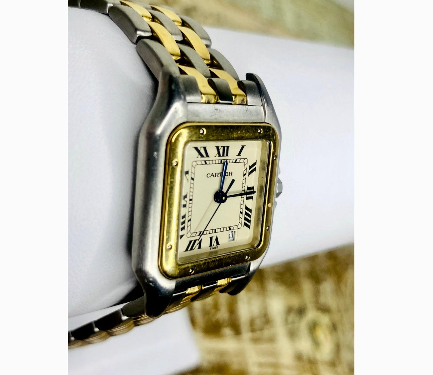 Women's or Men's Cartier Panthere  Stainless Steel 18K Yellow Gold Quartz Watch 27mm