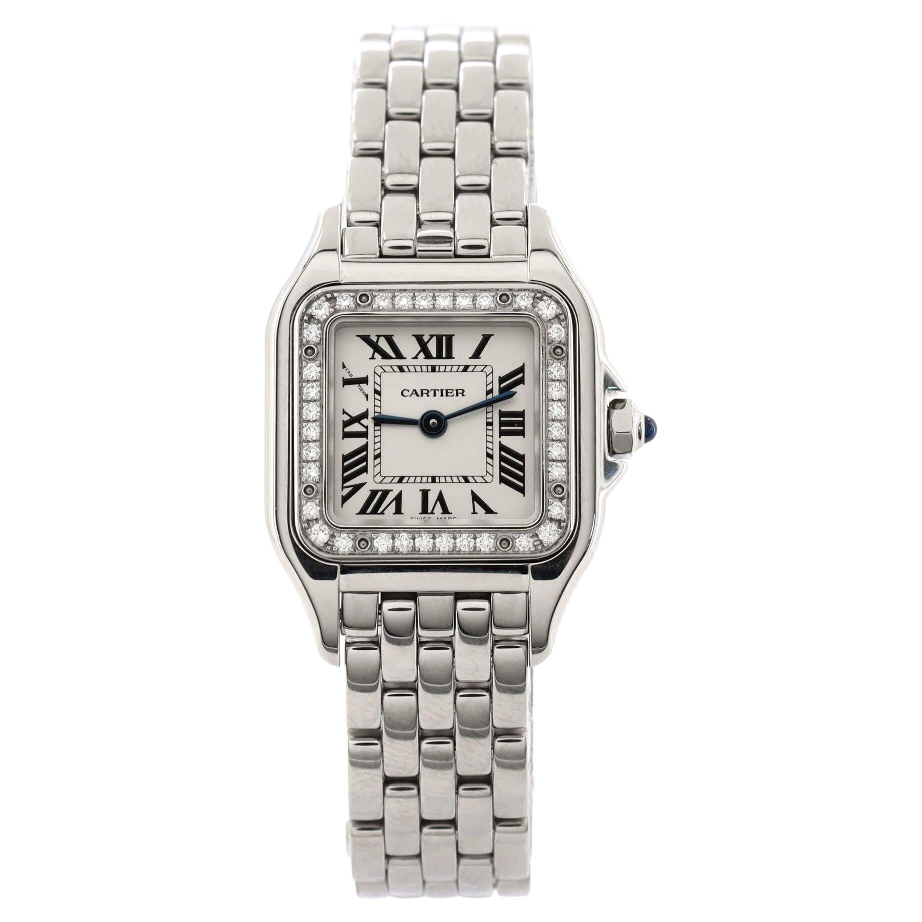 Cartier Panthere De Cartier Quartz Watch Stainless Steel with Diamond Bezel 22