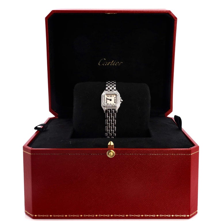 Cartier Panthere De Cartier Quartz Watch White Gold with Diamond Bezel