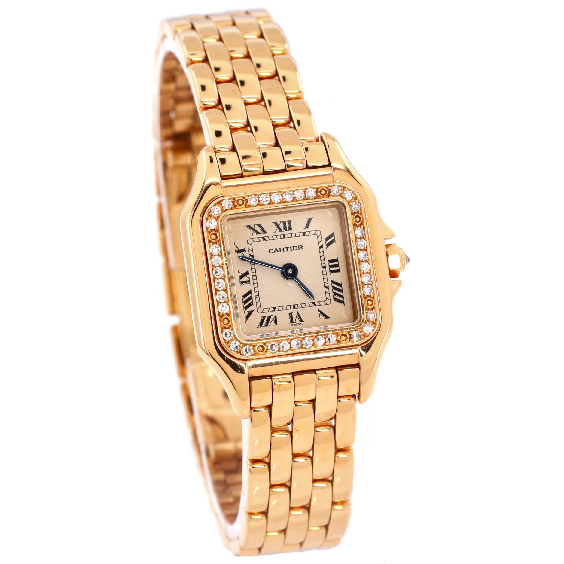 PANTHERE DE CARTIE 22MM QUARTZ GOLD STEEL WHITE DIAL