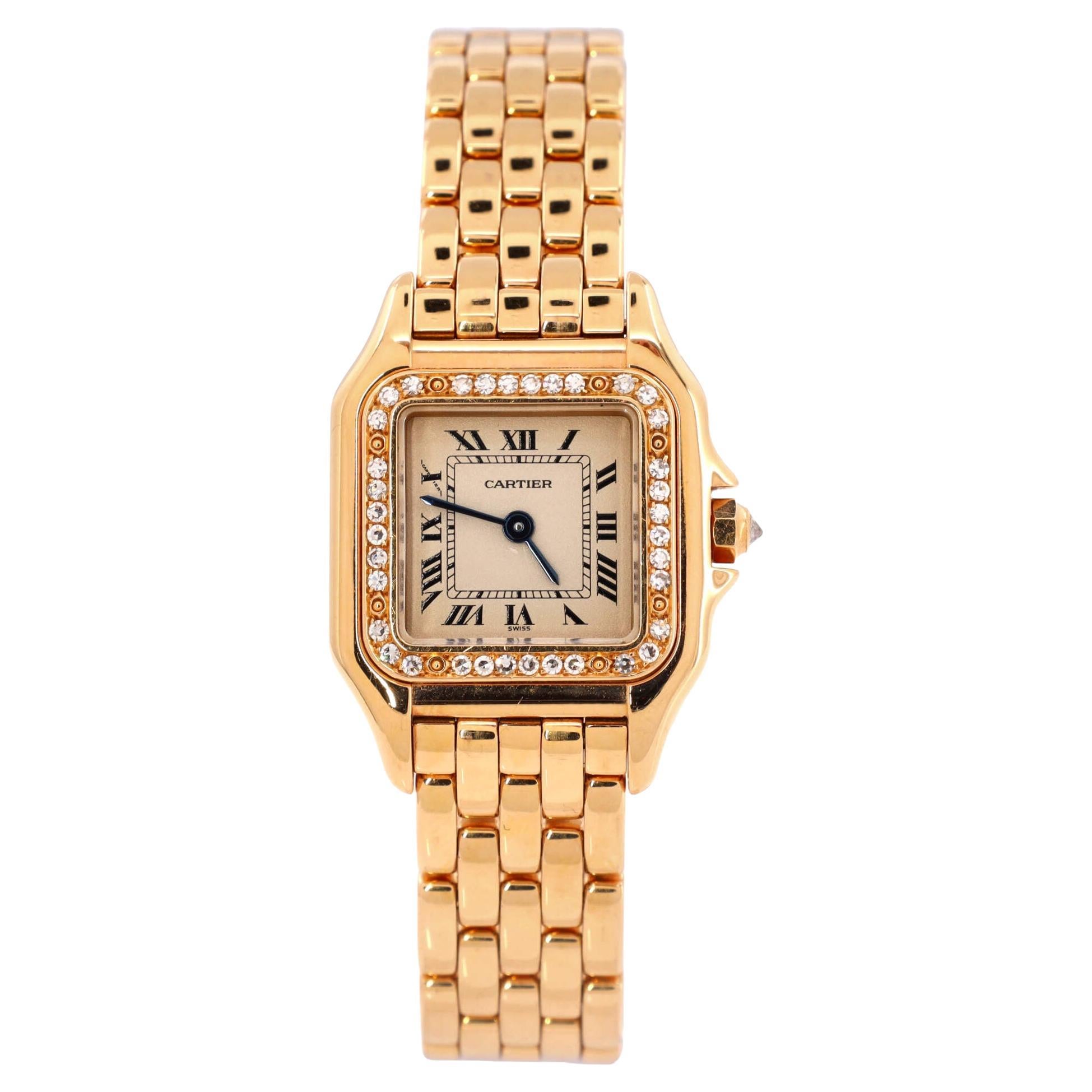 Cartier Panthere De Cartier Quartz Watch Yellow Gold with Diamond Bezel