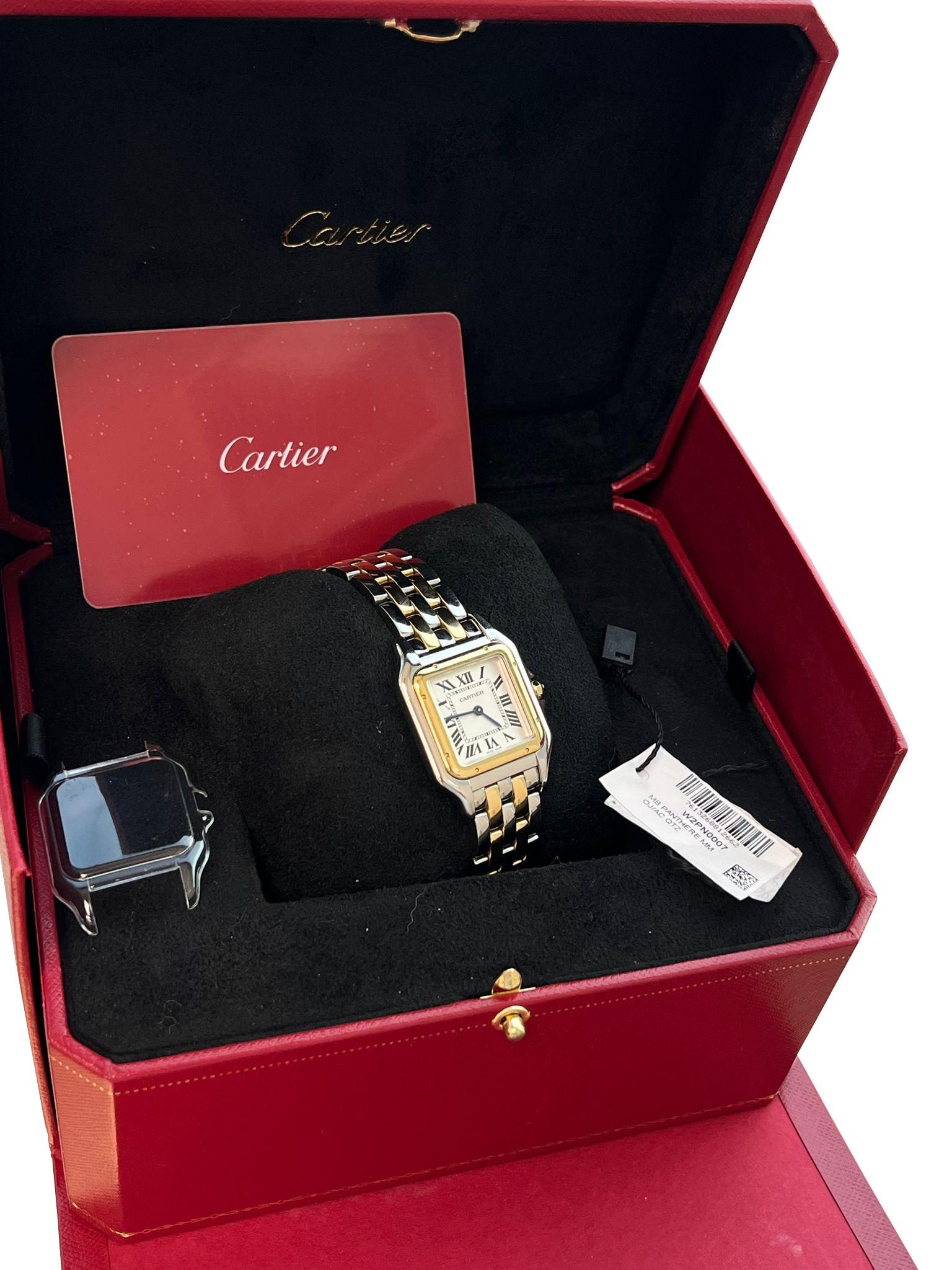 Reloj mediano Cartier Panthère de Cartier Cuarzo Oro Amarillo y Acero W2PN0007 en venta 5
