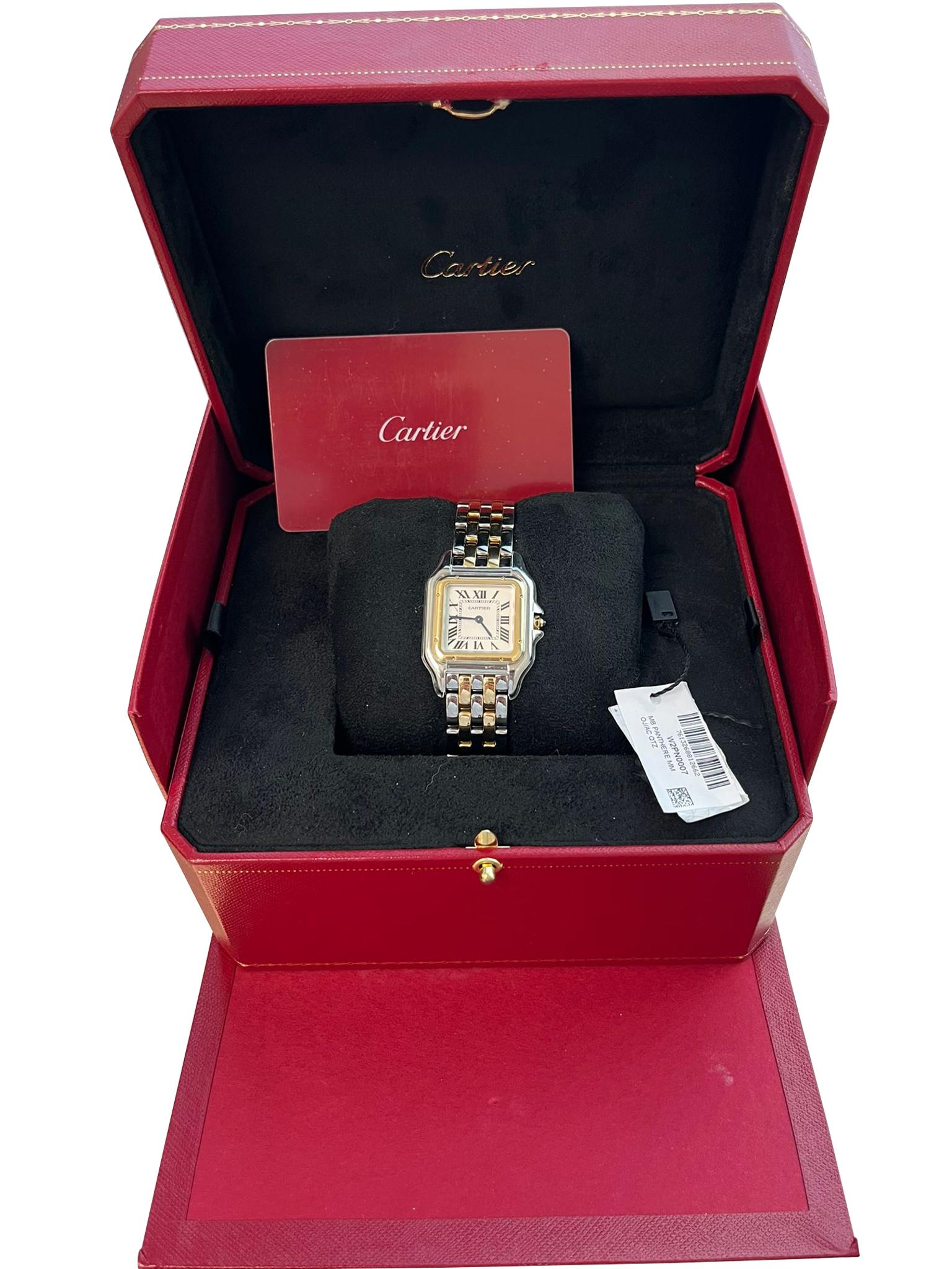 Reloj mediano Cartier Panthère de Cartier Cuarzo Oro Amarillo y Acero W2PN0007 Modernista en venta