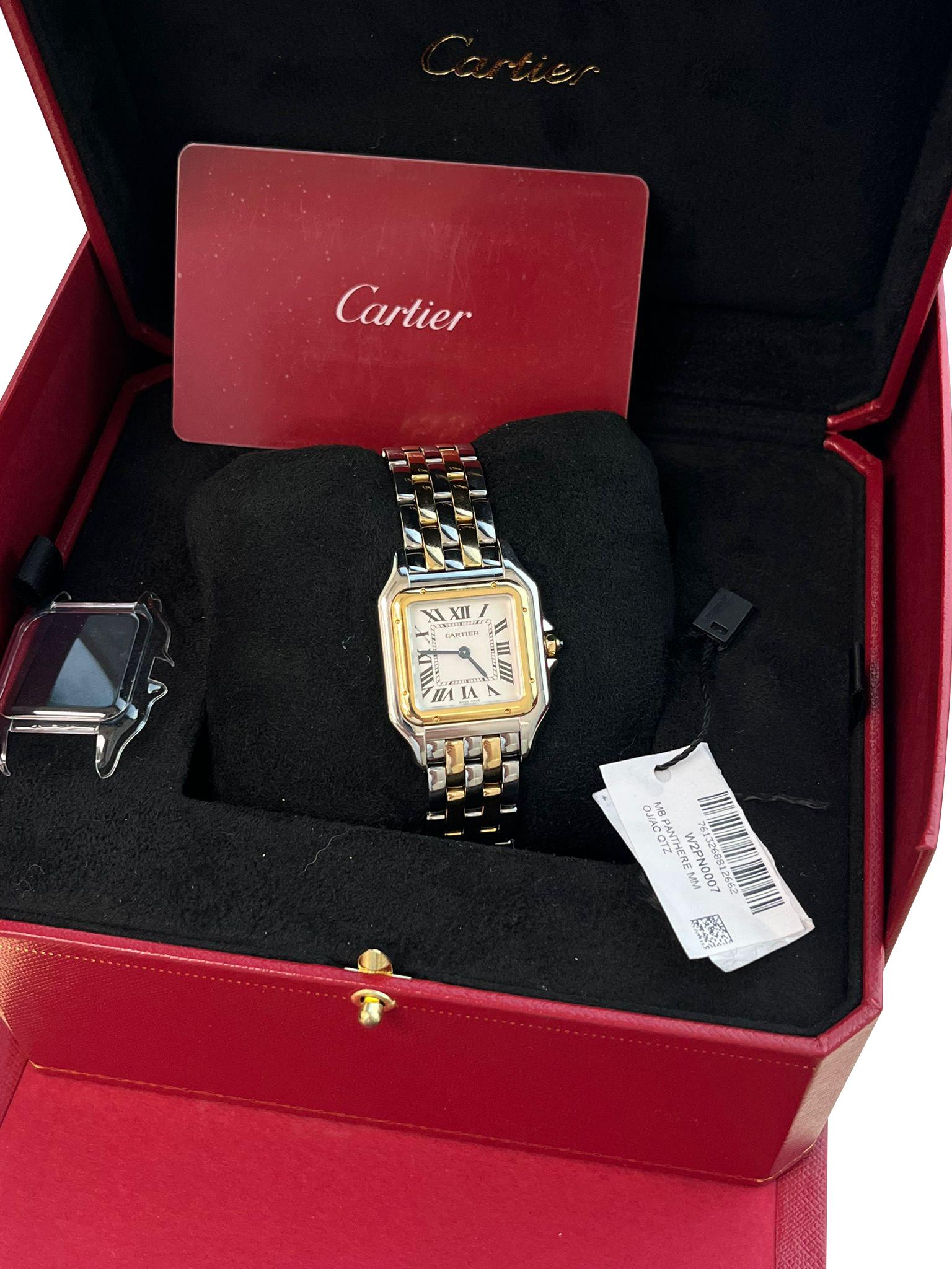 Reloj mediano Cartier Panthère de Cartier Cuarzo Oro Amarillo y Acero W2PN0007 en venta 2