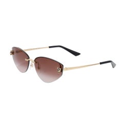 Cartier Panthere De Cartier Rimless Metal Golden Finish Cat Eye Frame Sunglasses
