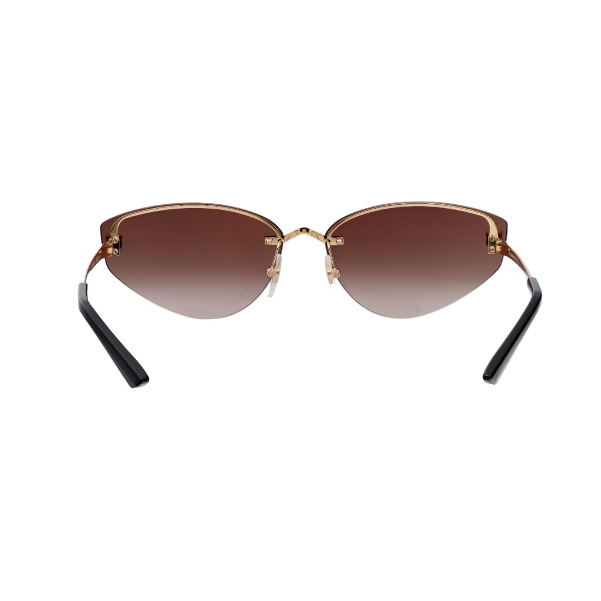 Cartier Panthere De Cartier Rimless Metal Golden Finish Cat Eye Frame Sunglasses In New Condition In New York, NY