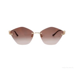 Used Cartier Panthere De Cartier Rimless Metal Golden Finish Cat Eye Shape Sunglasses