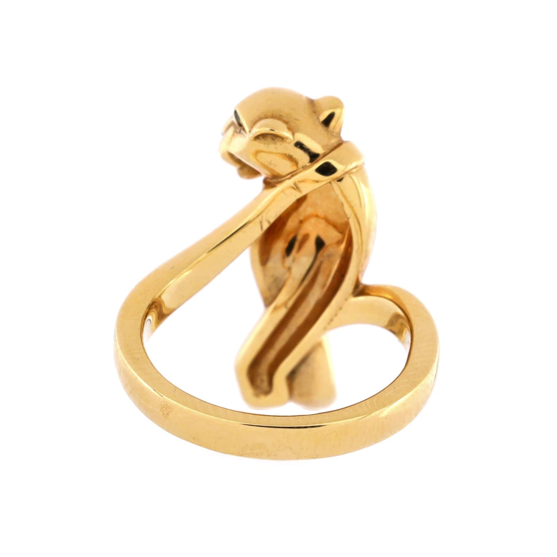 Cartier Panthere De Cartier Ring 18k Yellow Gold with Tsavorite In Good Condition In New York, NY