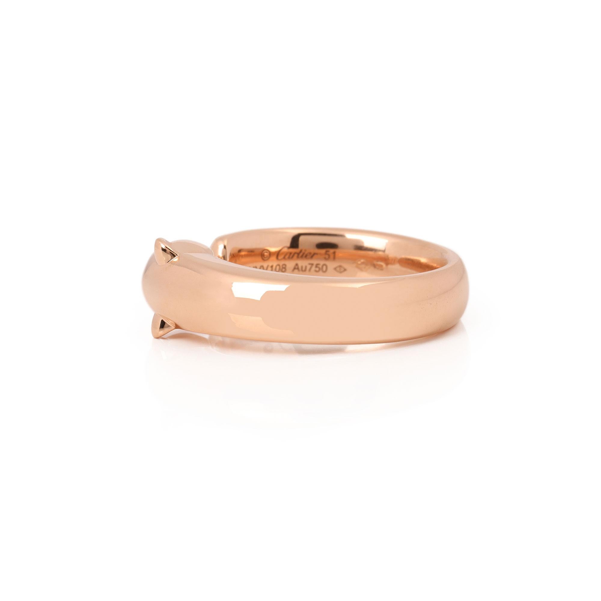 This ring by Cartier is from their Panthere collection and features 2 tsavorite garnets set in 18ct rose gold. It is Cartier size 51 and comes complete with box, certificate and original purchase invoice. Our Xupes reference is J545 should you need