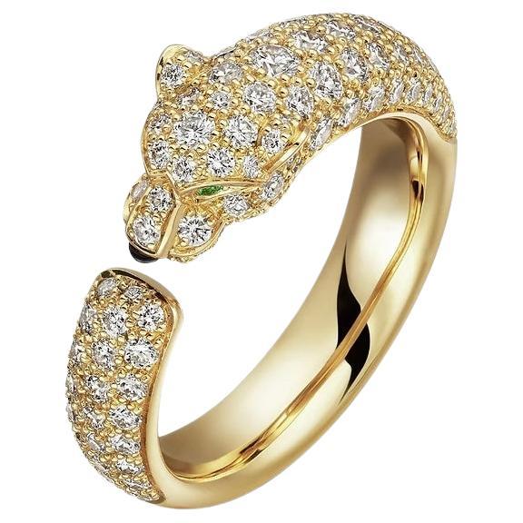 Cartier Panthère de Cartier ring, yellow gold onyx with 2 emerald For Sale