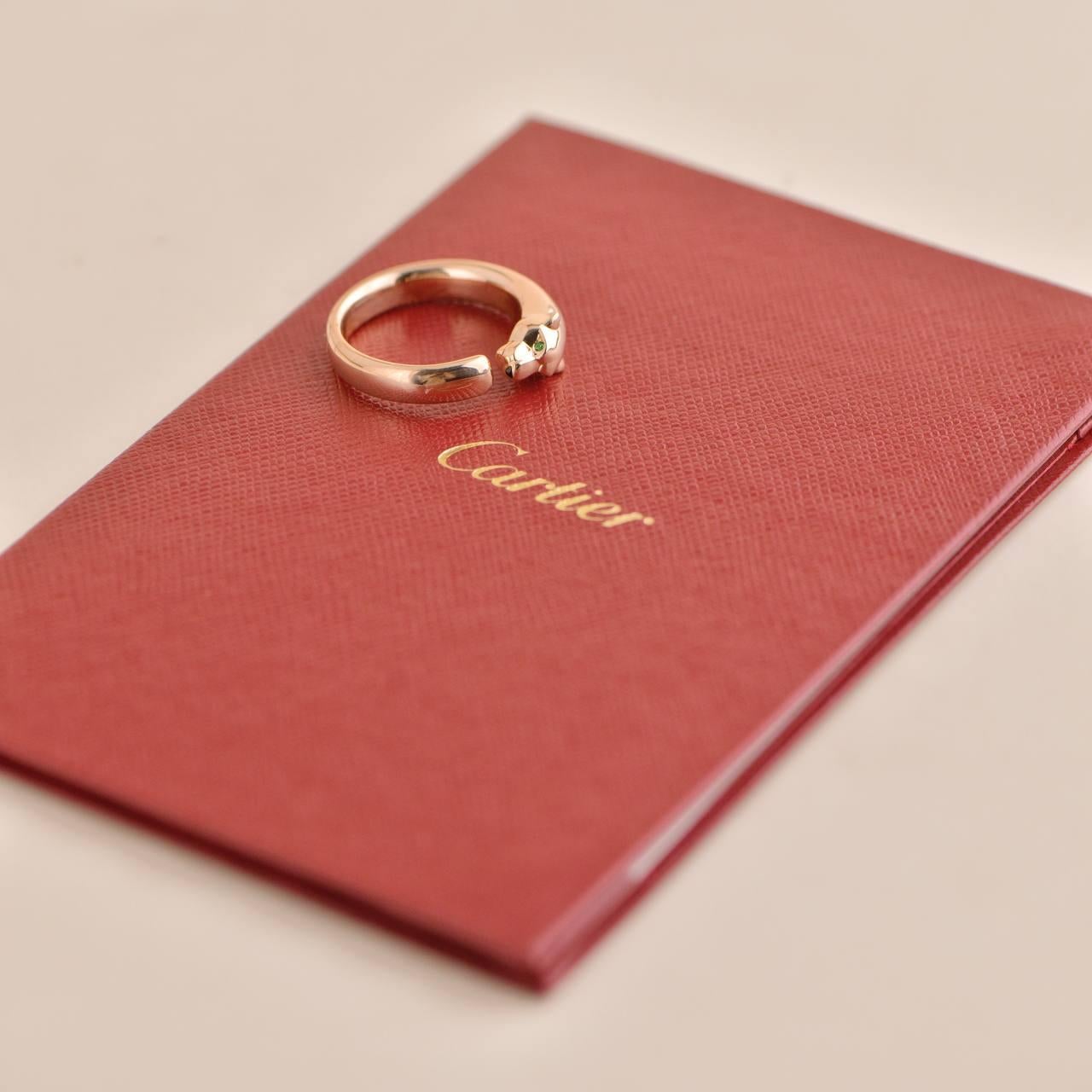 Brilliant Cut Cartier Panthère de Cartier Rose Gold Ring Size 57