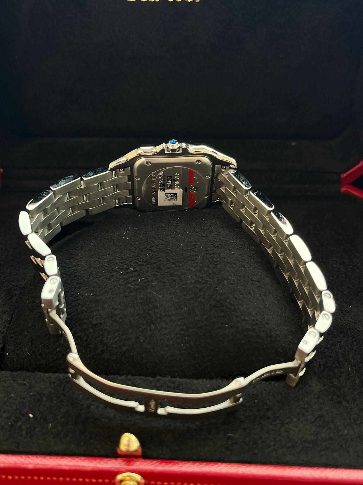 Cartier Panthere De Cartier Silver Dial Diamond Bezel Steel Watch W4PN0018 For Sale 9