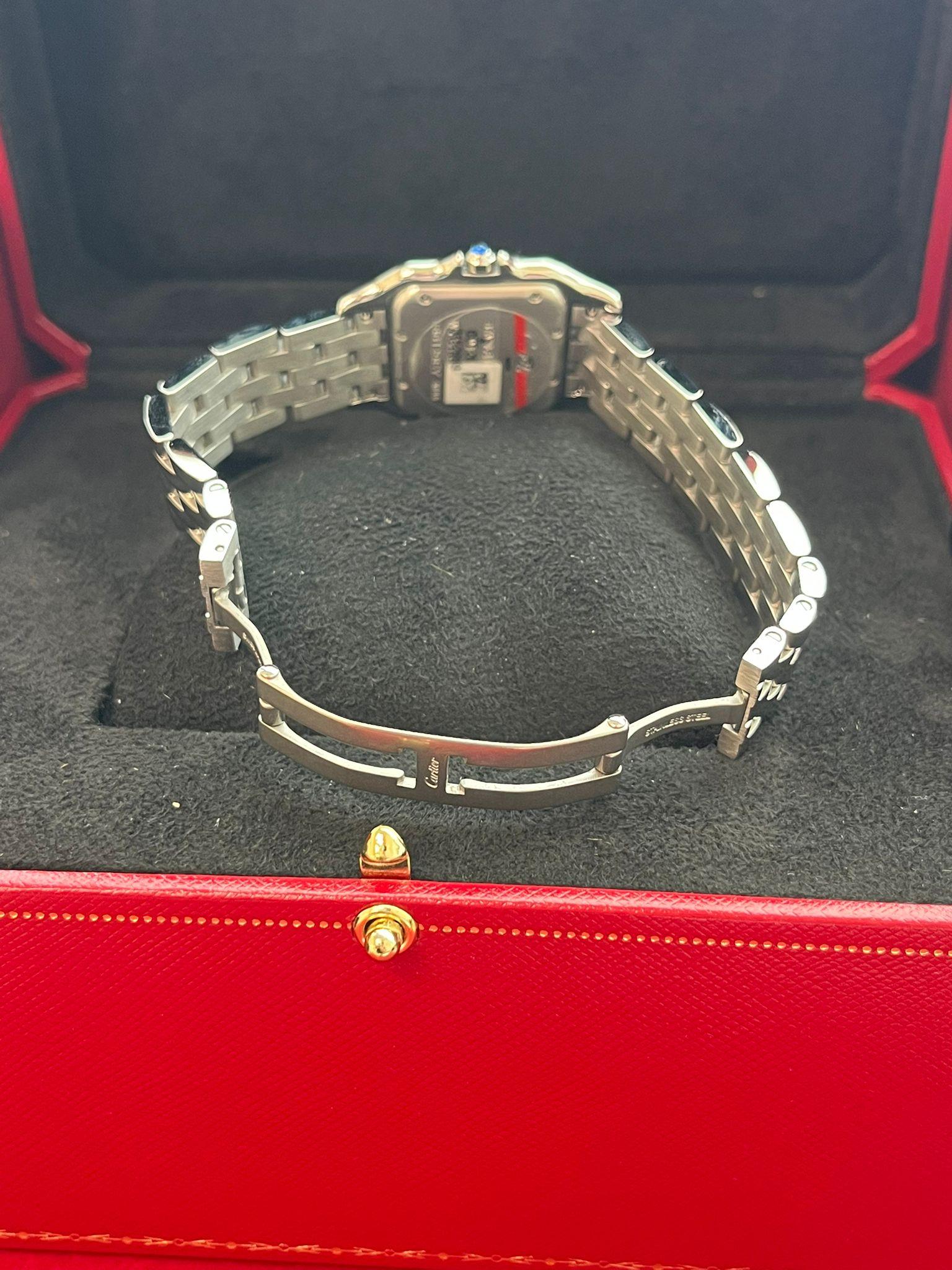 Cartier Panthere De Cartier Silver Dial Diamond Bezel Steel Watch W4PN0018 For Sale 11