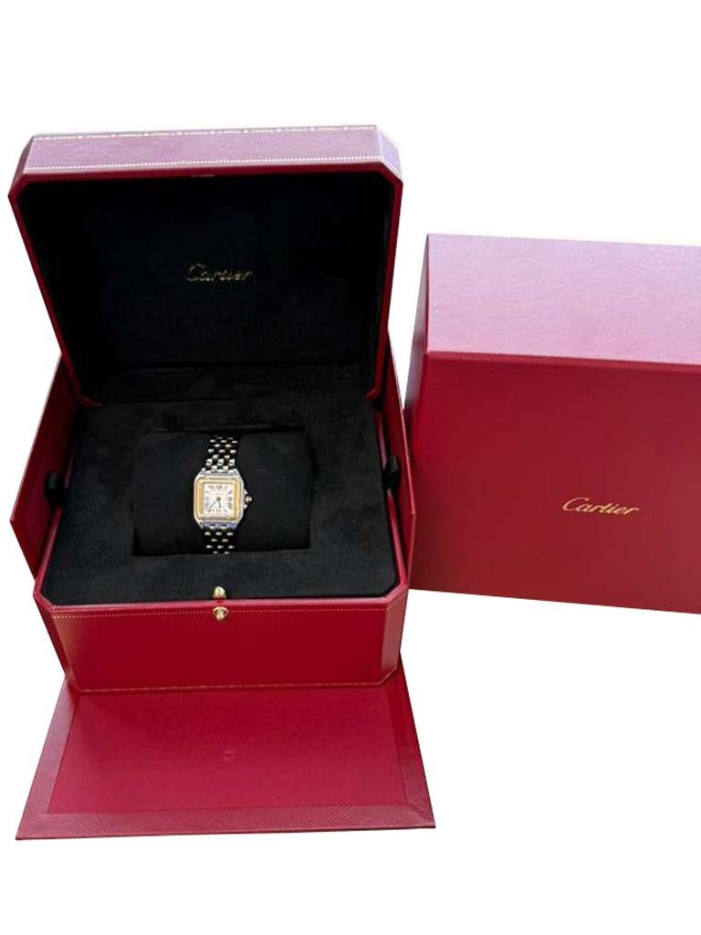 Cartier Panthère De Cartier Small Steel/Yellow Gold Silver Dial Watch W2PN0018 In Excellent Condition For Sale In Aventura, FL