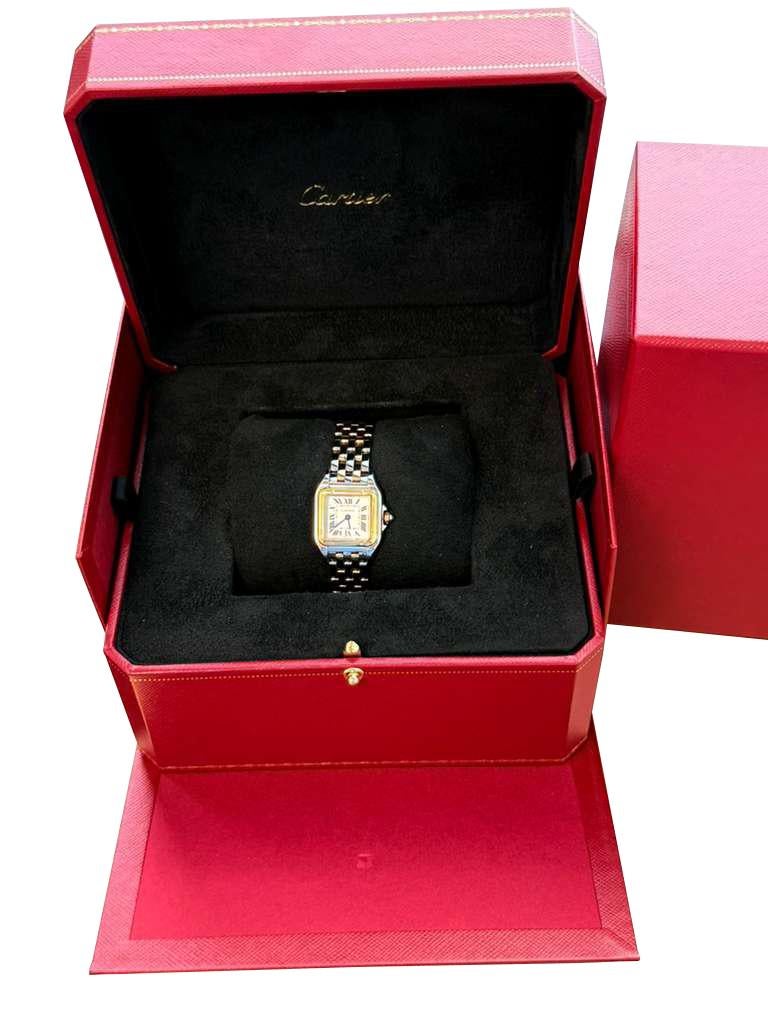 Women's Cartier Panthère De Cartier Small Steel/Yellow Gold Silver Dial Watch W2PN0018 For Sale