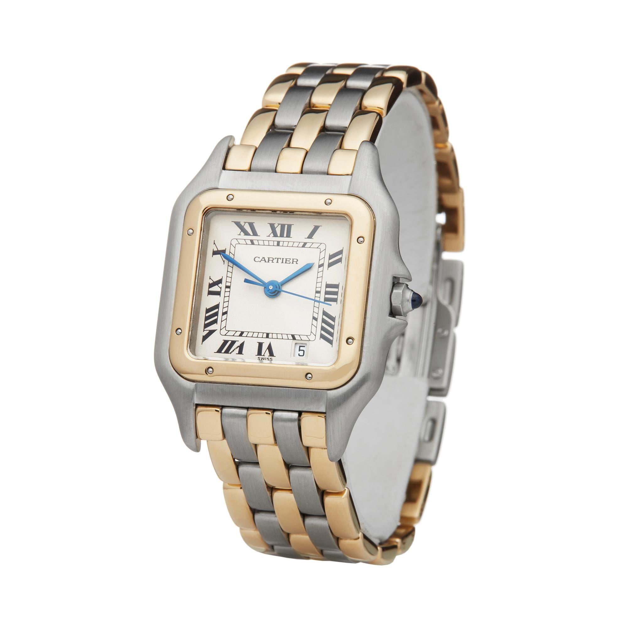 Reference: W6086
Manufacturer: Cartier
Model: Panthère de Cartier
Model Reference: W25028B6
Age: Circa 1990's
Gender: Unisex
Box and Papers: Box, Service Pouch and Service Papers dated 2nd April 2019
Dial: White Roman
Glass: Sapphire