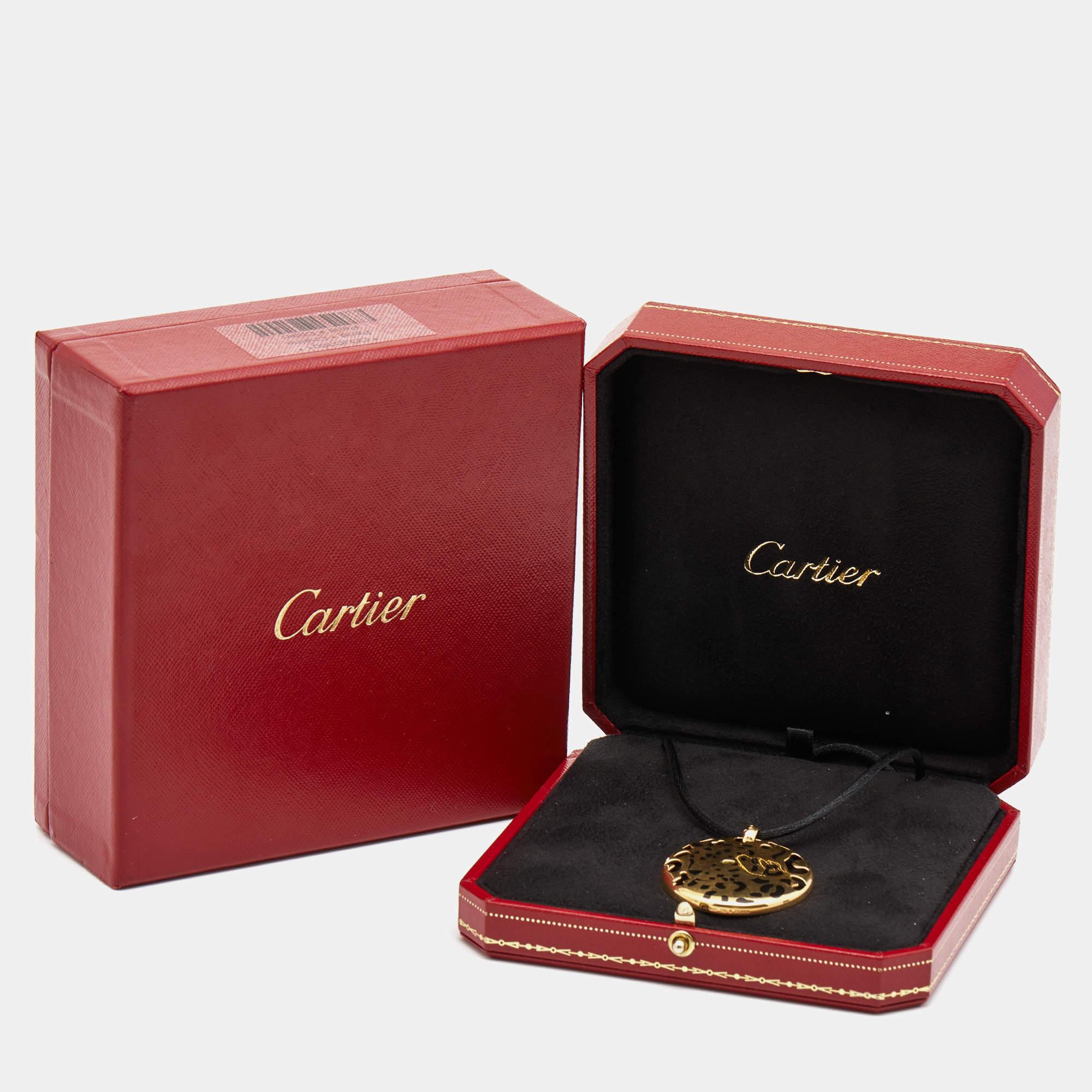Women's Cartier Panthere de Cartier Tsavorite Garnet Lacquer 18k Yellow Gold Cord Neckla