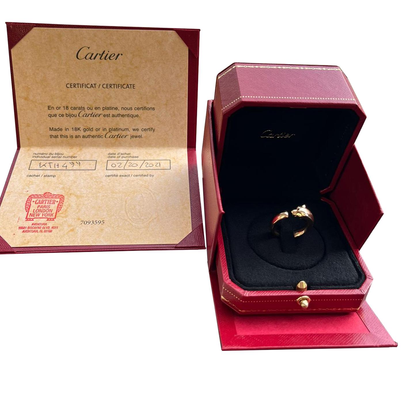 Round Cut Cartier Panthère De Cartier Tsavorite Garnets Onyx 18k Yellow Gold Ring