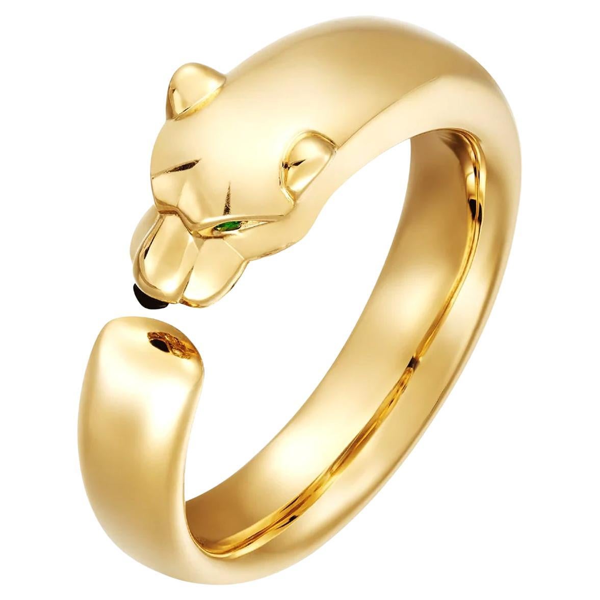 Cartier Panthère De Cartier Tsavorite Garnets Onyx 18k Yellow Gold Ring