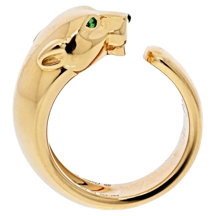 Cartier Panthere De Cartier Ring aus 18 Karat Gelbgold mit Tsavorit, Granaten und Onyx