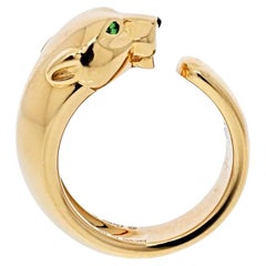 Cartier Panthere De Cartier Tsavorite Garnets Onyx Ring 18k Yellow Gold