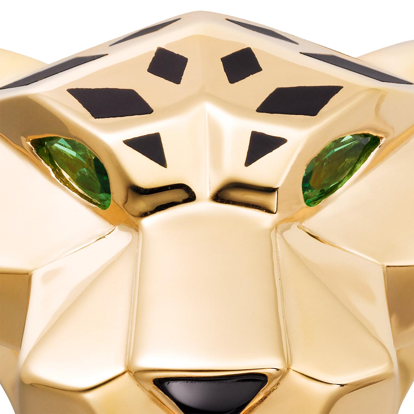 Women's Cartier Panthère de Cartier Tsavorite Garnets Onyx Ring Yellow Gold For Sale