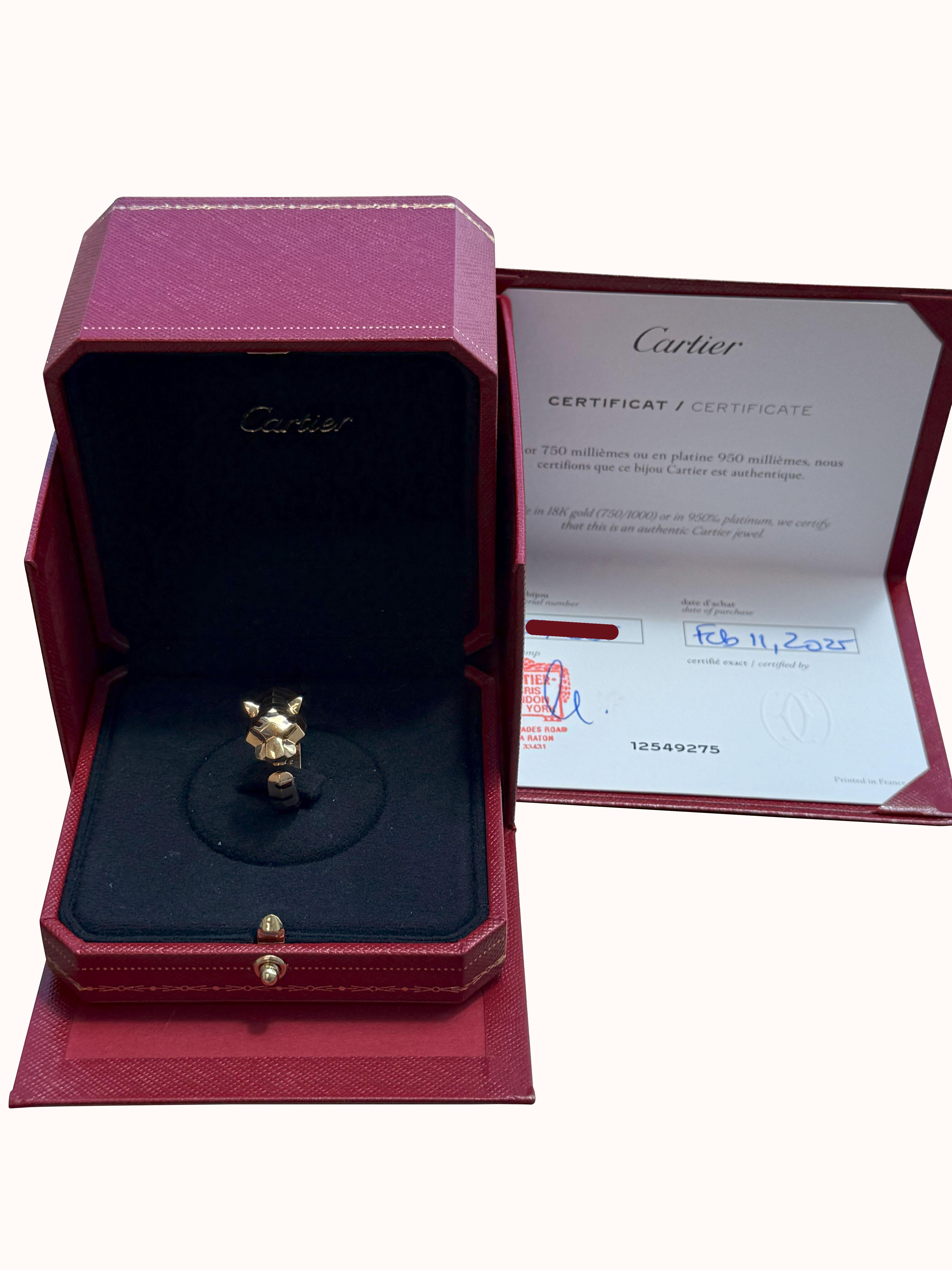 Cartier Panthère de Cartier Tsavorite Garnets Onyx Ring Yellow Gold For Sale 3