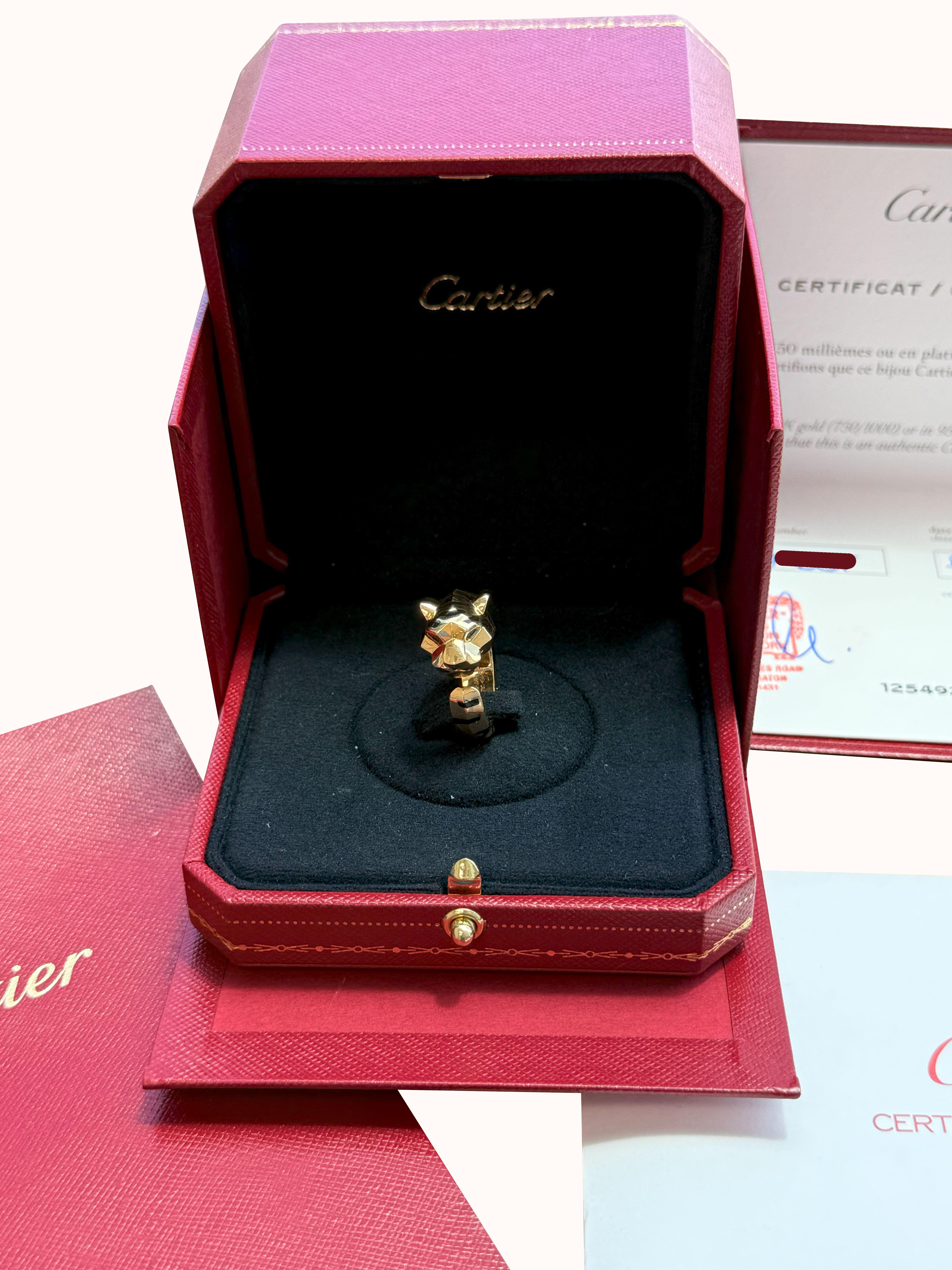 Cartier Panthère de Cartier Tsavorite Garnets Onyx Ring Yellow Gold For Sale 4