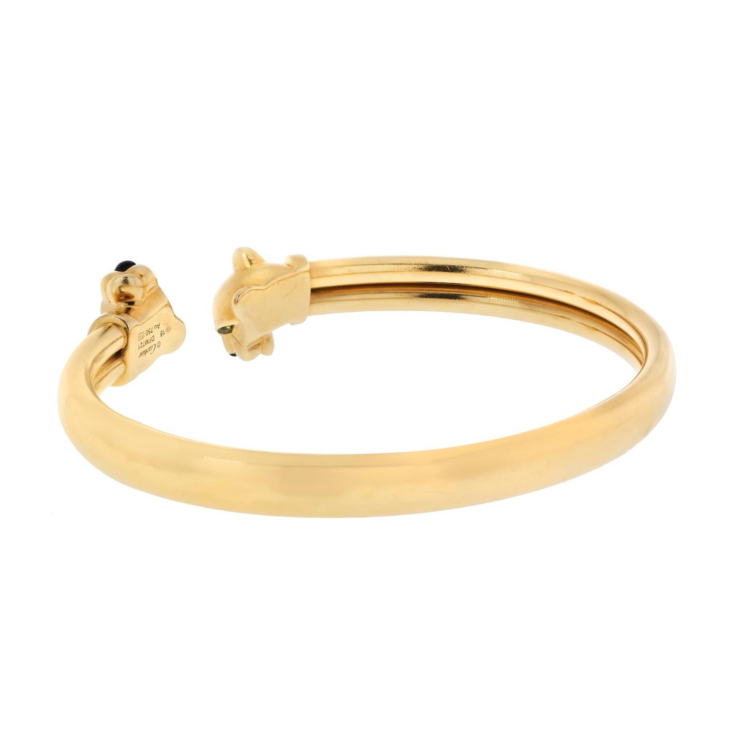 Cartier Panthere de Cartier Offenes Armband aus 18 Karat Gelbgold mit Tsavorit und Onyx 18 (Moderne)