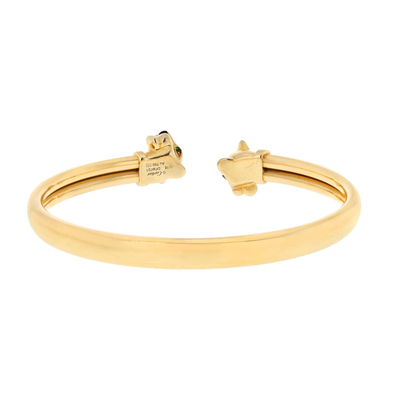 Cartier Panthere de Cartier Offenes Armband aus 18 Karat Gelbgold mit Tsavorit und Onyx 18 (Rundschliff)