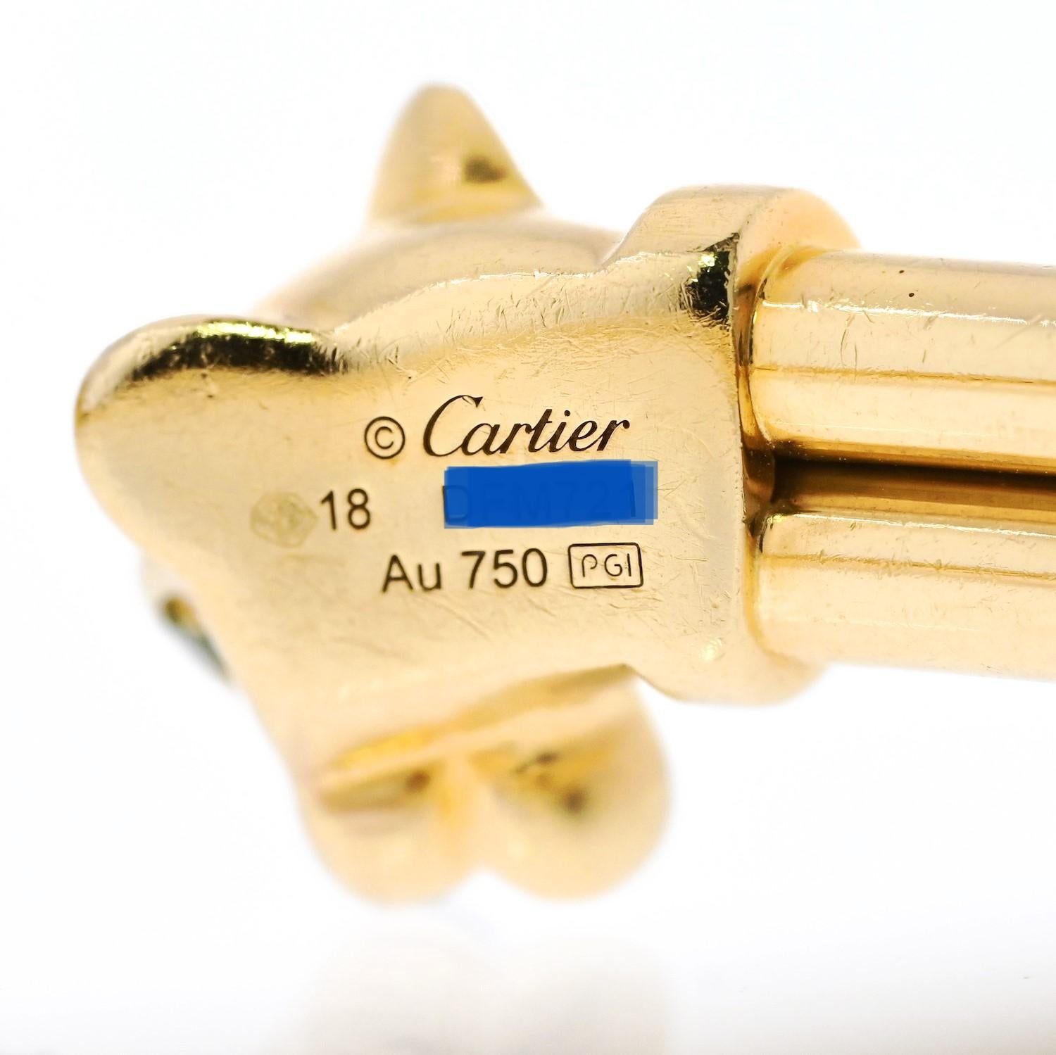 Cartier Panthere de Cartier Offenes Armband aus 18 Karat Gelbgold mit Tsavorit und Onyx 18 für Damen oder Herren