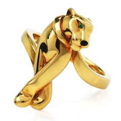 Cartier Panthere de Cartier Tsavorite Onyx 18K Yellow Gold Panther Ring